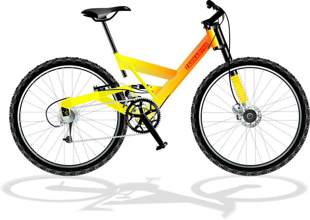 Illustrazione vettoriale di una mountain bike gialla